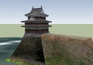 某旅游中式古建设计SU(草图大师)模型素材