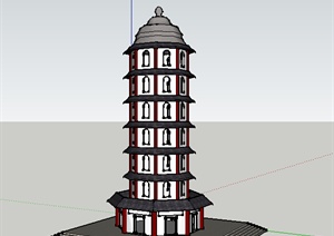 某中式佛塔建筑设计SU(草图大师)模型