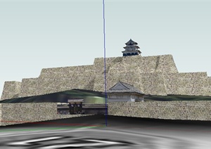 某中式旅游景区建筑SU(草图大师)模型素材