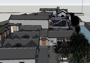 某中式居住院落规划设计SU(草图大师)模型