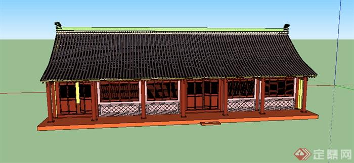 某单层古建居住建筑SU模型素材(2)