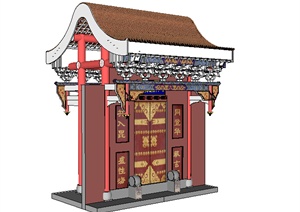 某中式居住房门设计SU(草图大师)模型