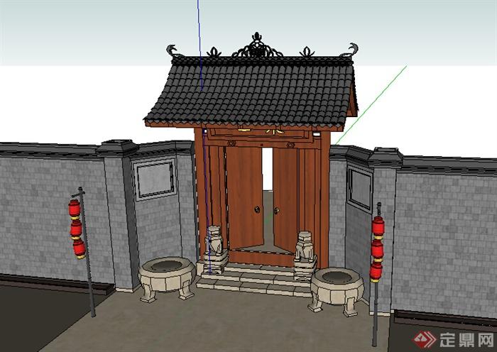 某古典中式居住门设计SU模型(1)