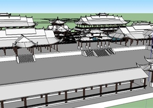 某特色中式旅游区建筑设计SU(草图大师)模型