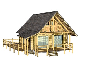 某东南亚木质别墅设计SU(草图大师)模型