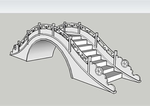 某圆形中式拱桥设计SU(草图大师)模型