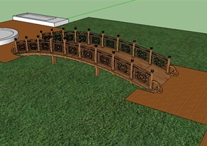 某中式园桥设计SU(草图大师)模型素材