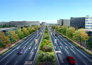 现代某交通道路绿化设计效果图PSD格式
