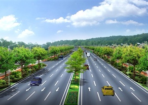 某道路绿化景观设计PSD效果图素材