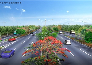 某四行道公路景观绿化设计PSD效果图