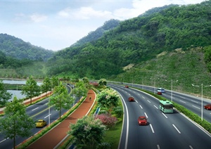 现代某地高速公路绿化设计效果图PSD格式