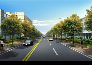 某地园林景观道路绿化设计PSD效果图