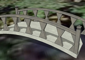 一座现代风格石桥园桥SU(草图大师)模型