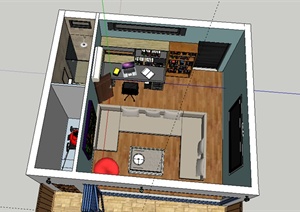 某室内住宅空间室内设计SU(草图大师)模型