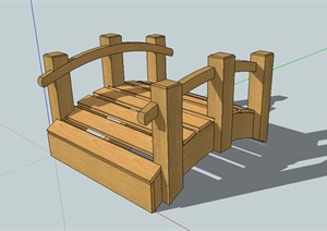 某园林木质园桥设计SU(草图大师)模型