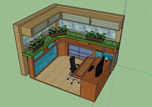 某小型办公空间设计SU(草图大师)模型素材