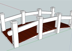 某园林景观木踏板小园桥SU(草图大师)模型