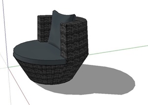 某室内家具藤编单人沙发SU(草图大师)模型