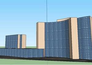 某现代大型高层商业建筑SU(草图大师)模型素材