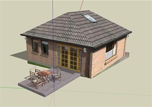 某小型居住建筑房设计SU(草图大师)模型素材