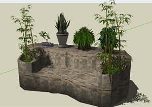 某室外植物小品设计SU(草图大师)模型