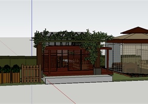 某室外小别墅设计SU(草图大师)模型（含庭院）