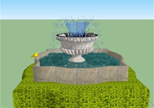 某个欧式小喷泉设计SU(草图大师)模型