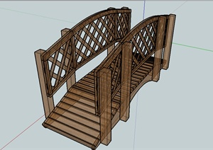 某个木质园桥设计SU(草图大师)模型素材