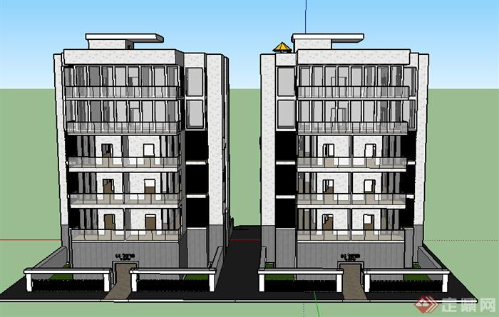 某7层居住楼设计SU模型素材