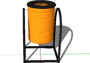 设计素材之黄色外观垃圾箱设计SU(草图大师)模型