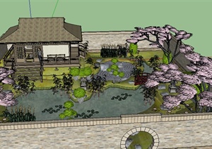 某古典中式庭院花园设计SU(草图大师)模型