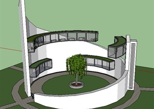 某现代风格概念办公广场建筑设计SU(草图大师)模型