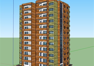 某高层居民楼建筑设计SU(草图大师)模型参考