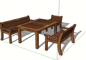 某木质家具桌子SU(草图大师)模型素材