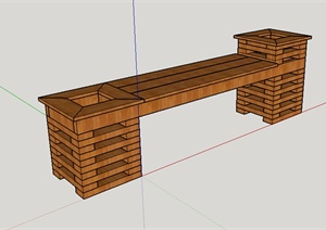 现代风格木质长条坐凳设计SU(草图大师)模型