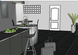 某室内住宅厨房设计SU(草图大师)模型
