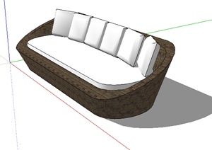 某现代风格木材质沙发素材设计SU(草图大师)模型