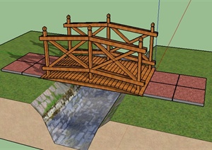 现代风格木材质景观桥设计SU(草图大师)模型