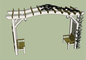 某带座椅拱门花架景观设计SU(草图大师)模型