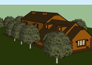多层法式风格别墅住宅建筑设计SU(草图大师)模型
