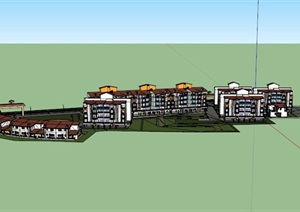 某现代多层住宅小区住宅建筑设计SU(草图大师)模型
