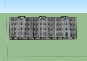 某现代多层联排小区住宅建设计SU(草图大师)模型