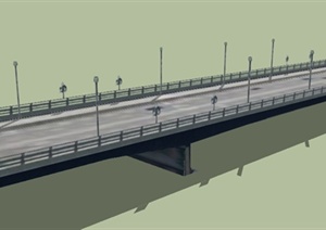 一段现代风格车行交通桥梁SU(草图大师)模型