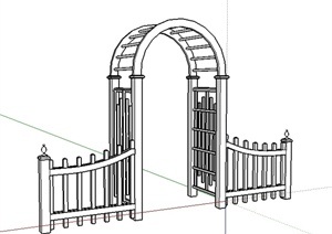某现代园林景观拱形花架门设计SU(草图大师)模型
