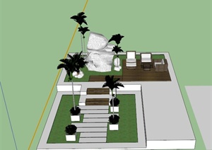 某东南亚庭院花园景观设计SU(草图大师)模型