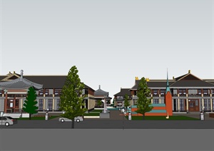 某中式商业街规划设计SU(草图大师)精细模型