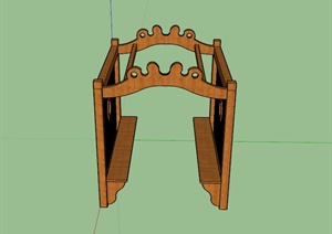 某木制带座椅的廊架设计SU(草图大师)模型