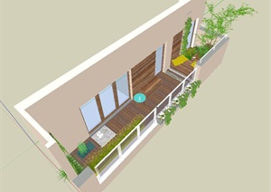 某露台小花园景观设计SU(草图大师)模型