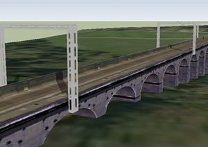 某现代风格交通车行桥梁设计SU(草图大师)模型