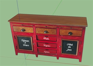 一个中式储物柜设计SU(草图大师)模型素材